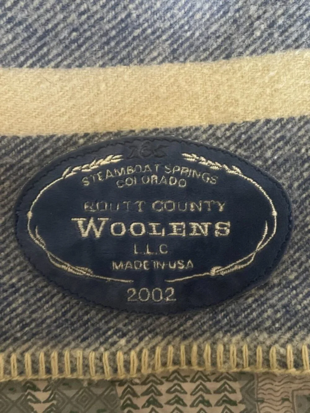 Vintage Routt Co Woolen Mills Queen Size Yellow Blue Stripe Blanket - 82